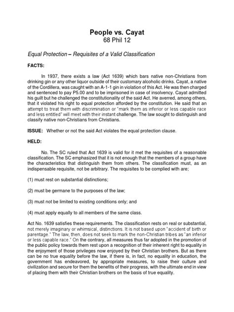 Case Digest: PEOPLE v. CAYAT .